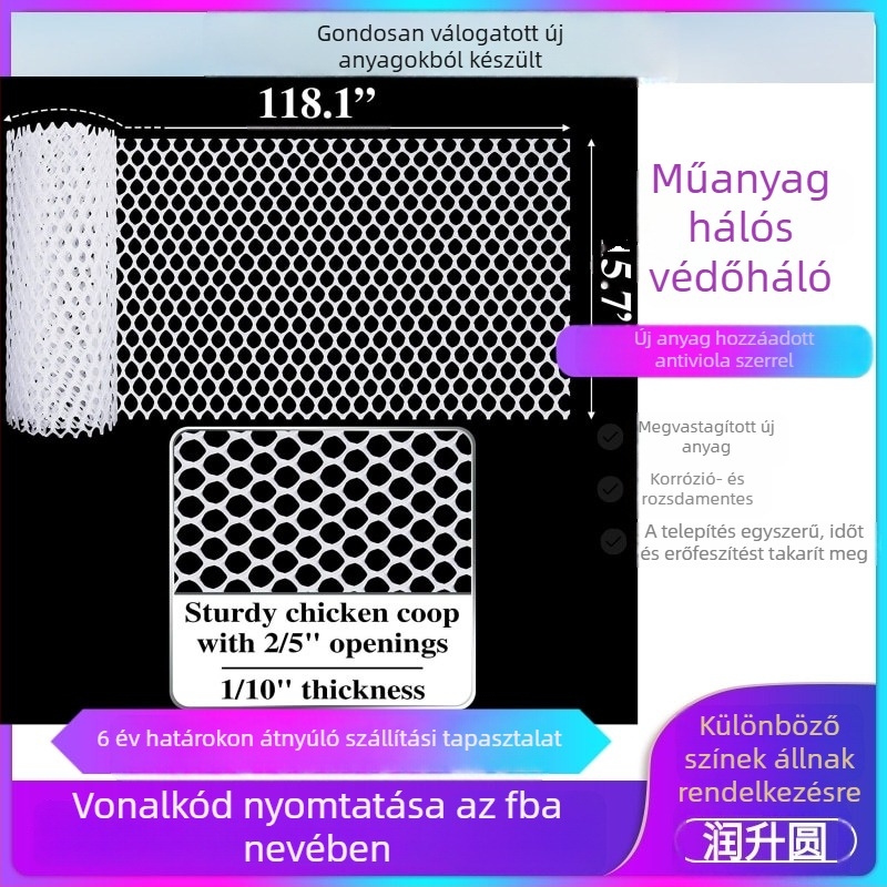 Műanyag védőháló madarak számára – csirke- és kacsa kerítés, kültéri védőkerítés, halastó elválasztó háló, erkélyvédő háló
