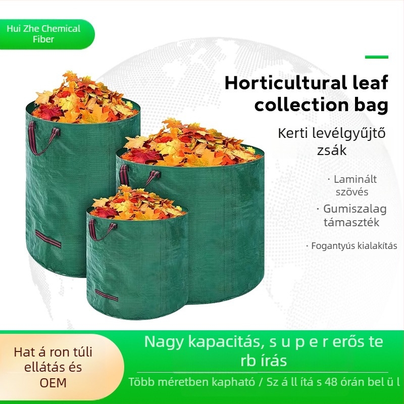 Nagy kapacitású PP-bevonatú vízálló lomb- és kerti hulladékgyűjtő zsák