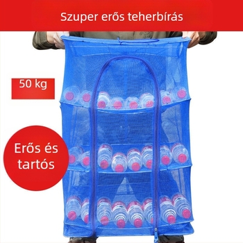 Összecsukható szárító háló legyek elleni védelemmel, zöldségek, édesburgonya, hal és gyümölcsök szárítására; vastagabb kivitel