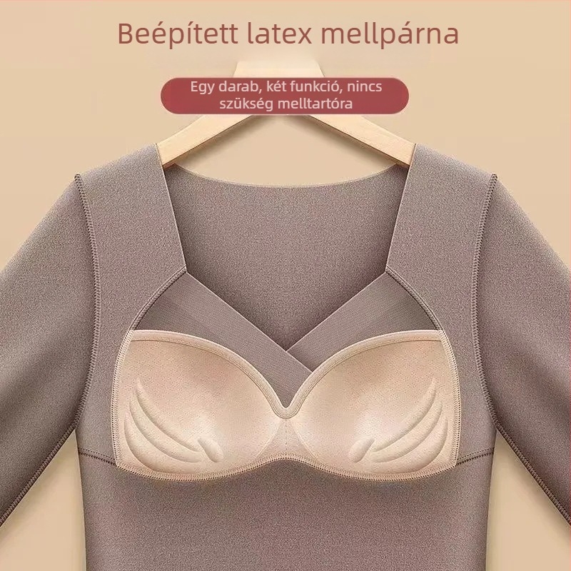 Derong meleg termikus alsó melltámasz-alátéttel, egyrészes alapréteg téli fleece-béléses hosszú ujjú felső nőknek