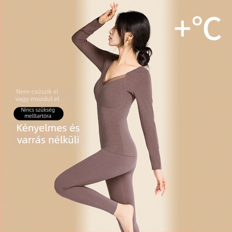 Grafén-fűtő termo készlet hosszú ujjú felsővel és leggings-szel, beépített melltartó betétekkel