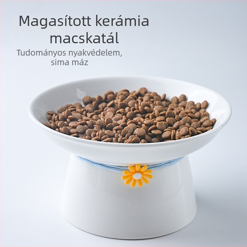 Kerámiából készült macskatál magas lábakkal, nordic stílusú, tál etetésére és ivására macskáknak, nyakvédő dizájn, megkönnyíti az emésztést