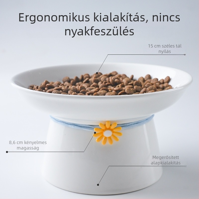 Kerámiából készült macskatál magas lábakkal, nordic stílusú, tál etetésére és ivására macskáknak, nyakvédő dizájn, megkönnyíti az emésztést