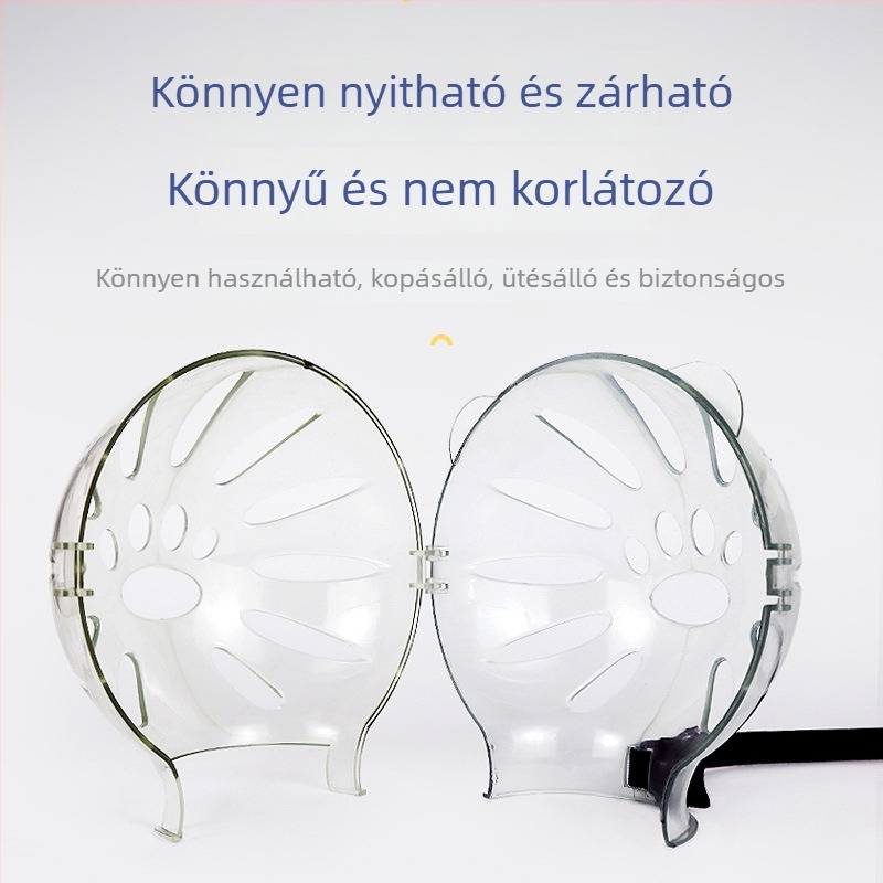 Átlátszó műanyag szájkosár macskáknak és kutyáknak, fejvédő a harapás elleni védelemhez, kültéri használatra