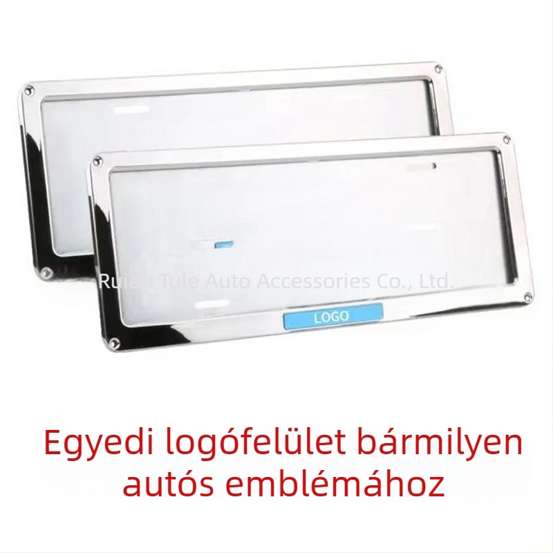 Alumíniumötvözetből készült forgalmi rendszám keret járművekhez, 406x158 mm, TM-RB-19 modell, motorháztetőre szerelhető