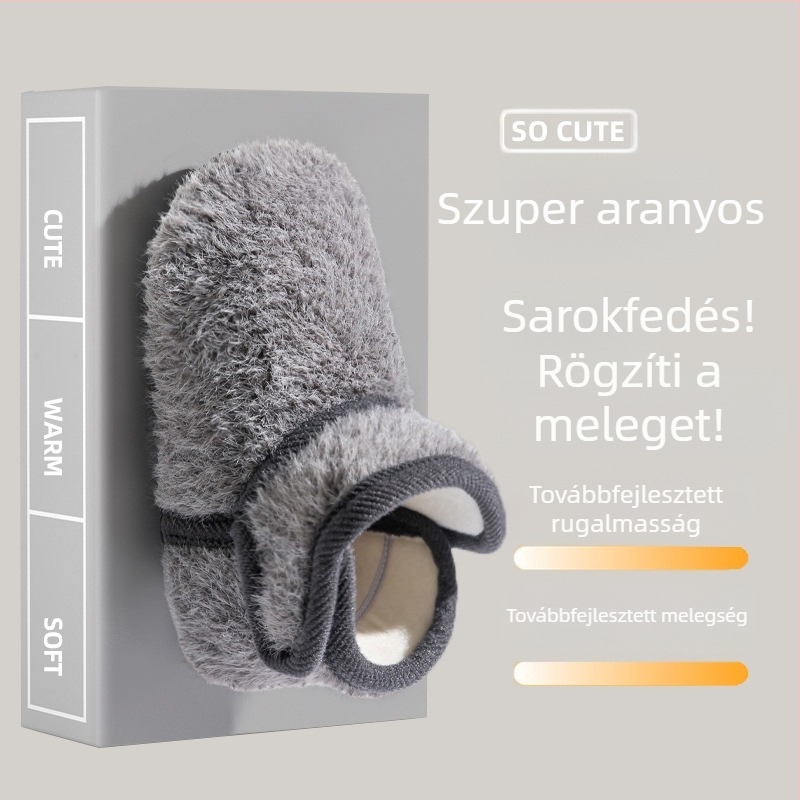 Uniszex gyerekeknek való velúr magas szárú beltéri cipő fleece béléssel, téli papucs
