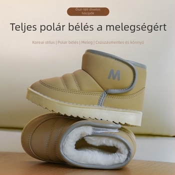 Gyerekek téli bakancs Velcro-záródással, uniszex, vízálló, béléses, egyszínű, bokáig érő