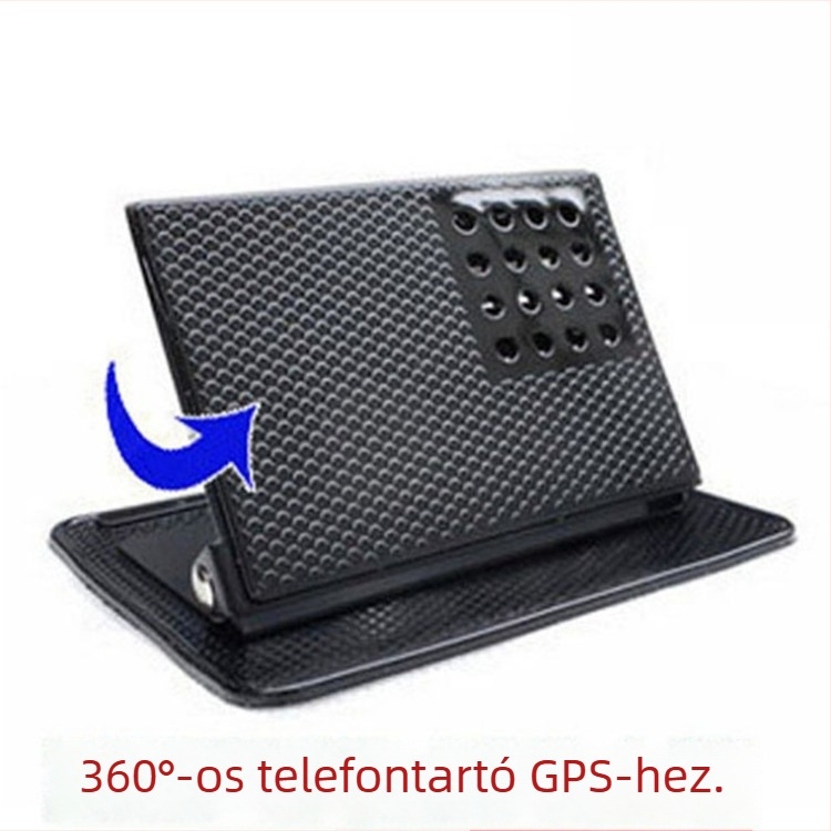 Műszerfalra szerelhető GPS navigációs tartó 360°-os forgással, tablethez és telefonhoz, csúszásgátló alátét