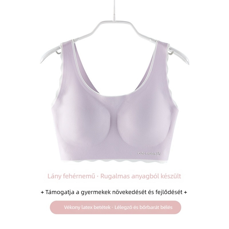 Varrás nélküli top-bra tiniknek, légáteresztő, vékony formázott kosarakkal és rögzített dupla vállpántokkal