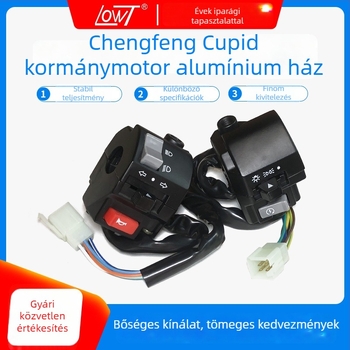 Cupid márkájú alumínium házú motorkerékpár-kapcsoló a kormányhoz, tükrökhöz kapcsolóval, fényszóró- és irányjelző kapcsolóval