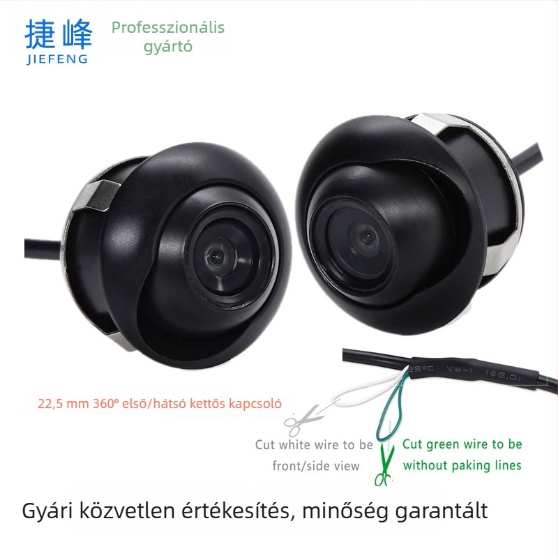 360 fokos panoráma autóhátsó kamera integrált kábellel, HD éjszakai látás, elő- és hátsó nézet