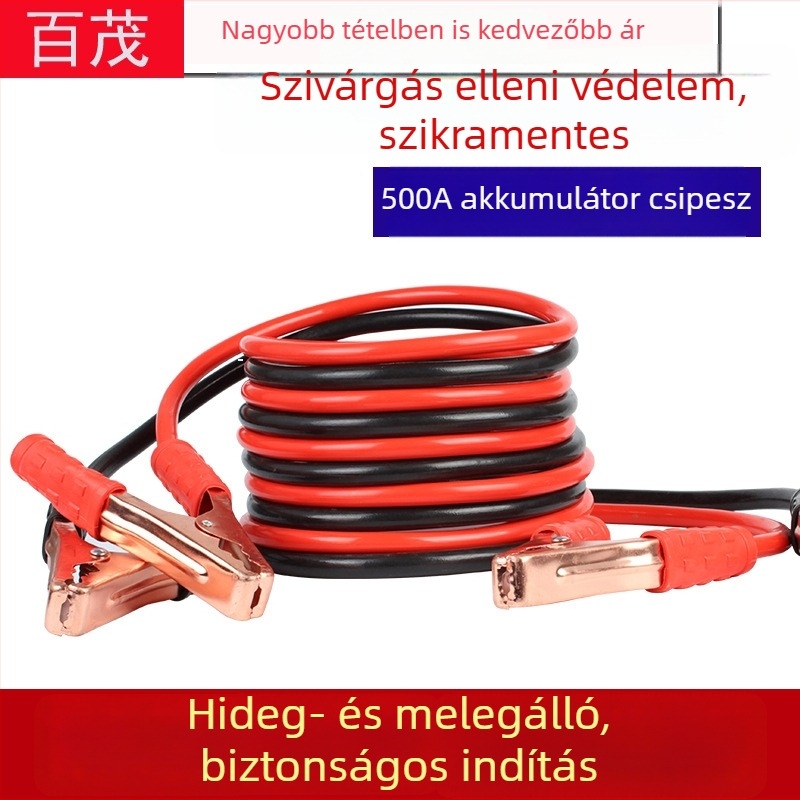 Autó akkumulátor csipeszek 2 m-es kábellel, 500 A – vészhelyzeti készlet