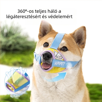 Kutyaszájvédő cső, lélegző Teslin anyag, kontrasztos cartoon dizájn, kis testű kutyáknak, megakadályozza az evést, harapást és ugatást