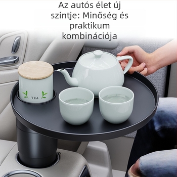 Tesla és más járművekhez készült kis kör alakú autóasztal pohártartóval