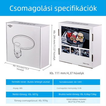 Tesla és más járművekhez készült kis kör alakú autóasztal pohártartóval