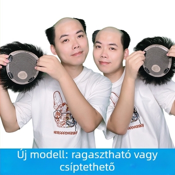 Férfi paróka valódi hajból, cserélhető darab, mechanizmus ragasztóklipszekkel