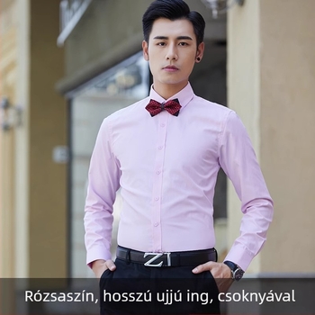 Férfi hosszú ujjú slim szabású ing, Koreai stílusú, egyszínű, kardigán-stílusú nyitott elejű felső tavasz–őszre