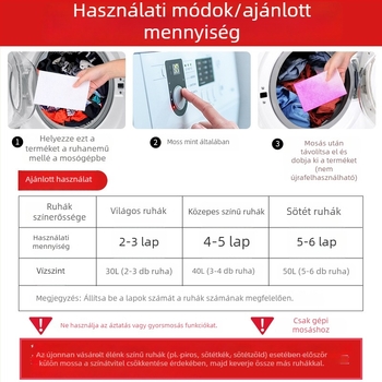 Színfelvételi lap mosáshoz a színek átadásának megakadályozására