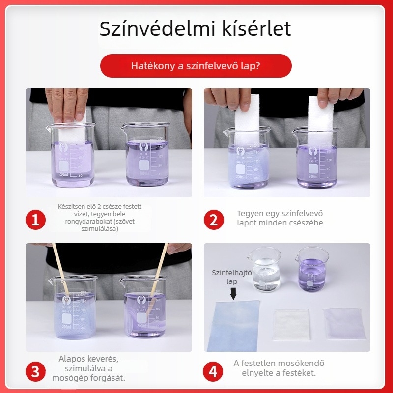 Színfelvételi lap mosáshoz a színek átadásának megakadályozására