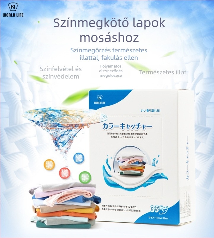 Színátvitelt gátló mosólapok, színabszorber lapok, nano színvédő film, szín-masterbatch, 35 db