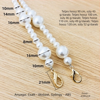 Gyöngyös lánc vállpánt táskákhoz – fém cserélő lánc DIY crossbody