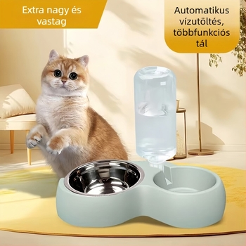 Okos kettős tál kutyáknak és macskáknak, automatikus vízellátással, nagy méretű, vastag falú kialakítás
