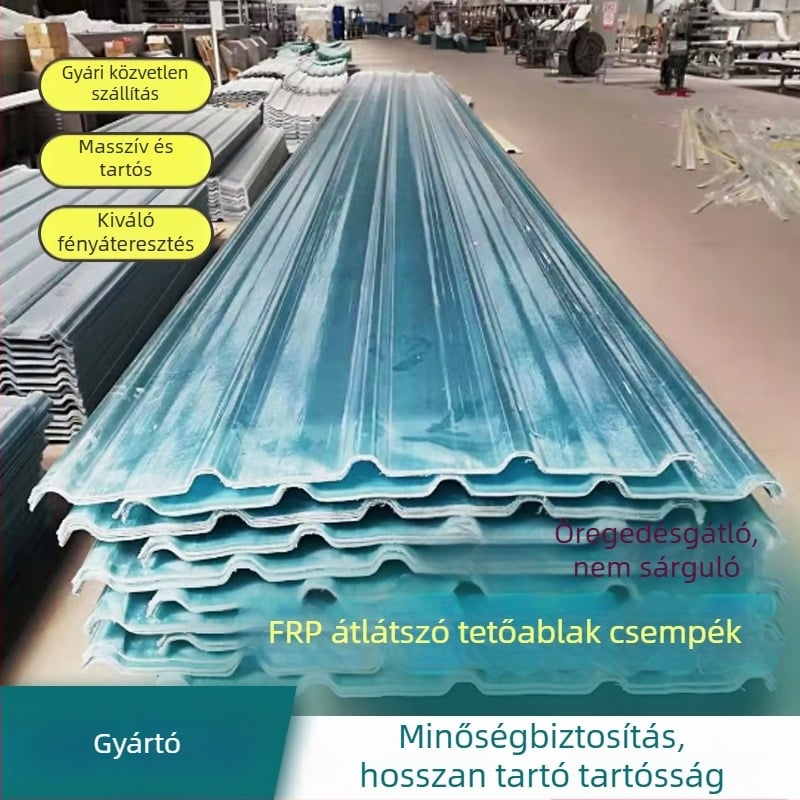 FRP átlátszó világító panel üvegházakhoz, trapez profilú, átlátszó hullámpanel