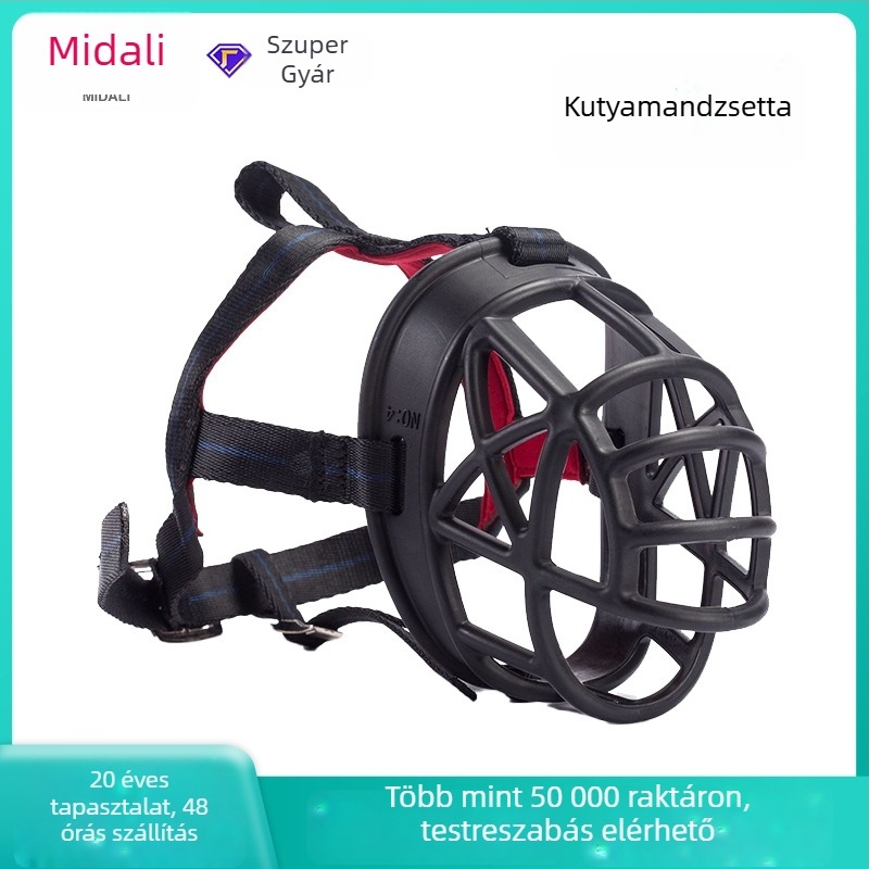 Szabályozható szájkosár, metal/ nylon csattal és hálós védőburkolattal
