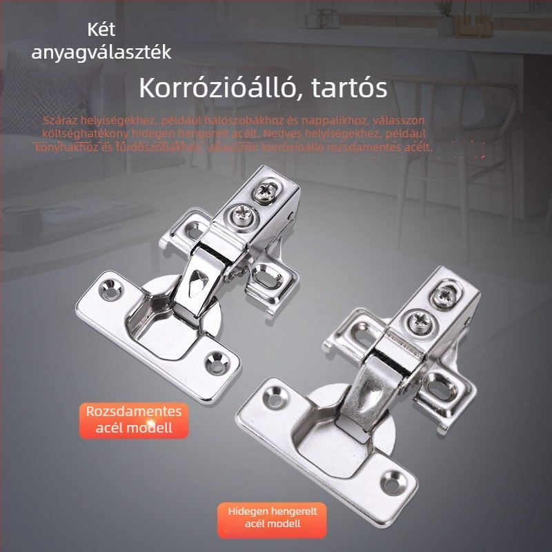 Amerikai stílusú csuklópánt damperral, hidraulikus mechanizmussal, rövid kar, keskeny oldallemez, 201-es rozsdamentes acél
