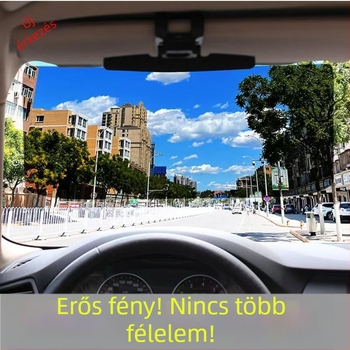 Autóba szerelt első napellenző káprázat elleni védelemmel és sofőrszemüveggel