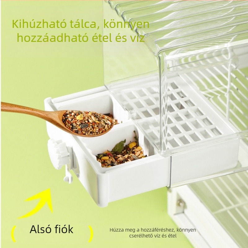 Műanyag papagájfürdő tál, permetezés elleni, kis méretű papagájok számára