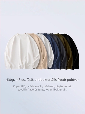 430 g terry pulóver, lazított szabás, kerek nyak, hosszú ujjú, férfiaknak – őszi-tavaszi, mindennapi stílus