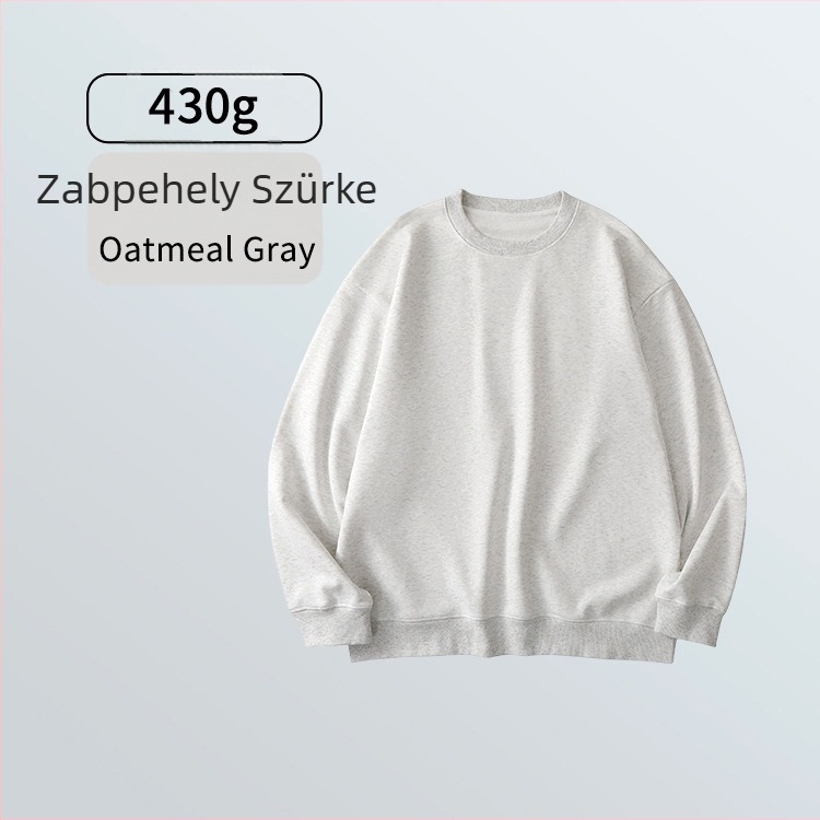 430 g terry pulóver, lazított szabás, kerek nyak, hosszú ujjú, férfiaknak – őszi-tavaszi, mindennapi stílus