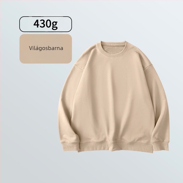 430 g terry pulóver, lazított szabás, kerek nyak, hosszú ujjú, férfiaknak – őszi-tavaszi, mindennapi stílus