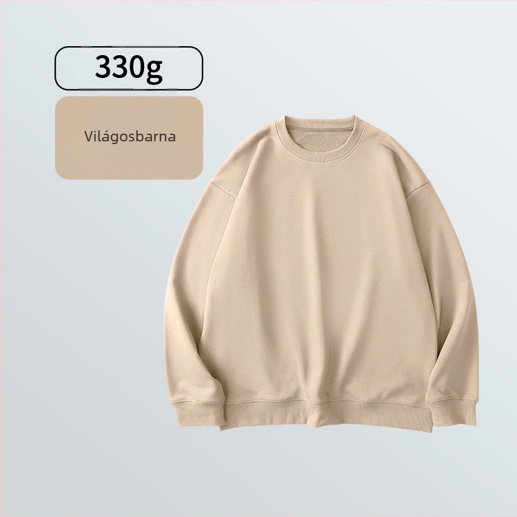 430 g terry pulóver, lazított szabás, kerek nyak, hosszú ujjú, férfiaknak – őszi-tavaszi, mindennapi stílus