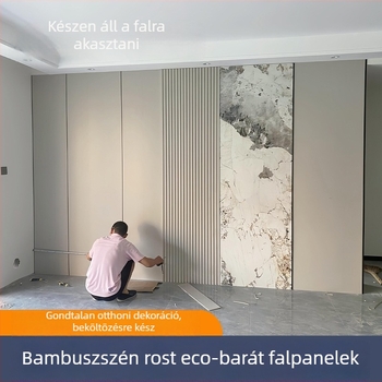 Bambuszszén rostból készült falpanel furnérrel – integrált beltéri dekorpanel, vízálló és nedvességálló