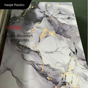 UV panel márványhatással és aranyozott bevonattal, kőhatású PVC falpanel, magasfényű mikro-kristályos lemez
