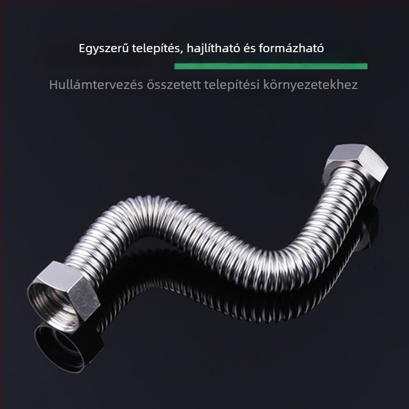 1 hüvelykes fém vízbekötő tömlő – 304 rozsdamentes acél hajlított cső, vízmelegítőhöz, mosógéphez és WC-hez
