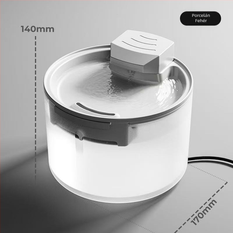 Macska vízadagoló automatikus szűrésével és áramló vízzel, nagy kapacitású, intelligens háziállat ivóedény