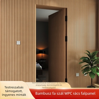 WPC rácsos falpanel a háttérfalhoz és integrált mennyezethez, bambusz‑fa rostból készült ökológiai fa, záró nélküli dizájn