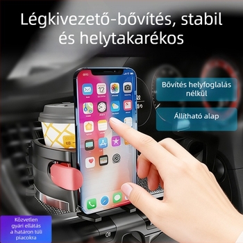 ABS autós italos pohártartó telefontartóval, szellőzőbe szerelhető