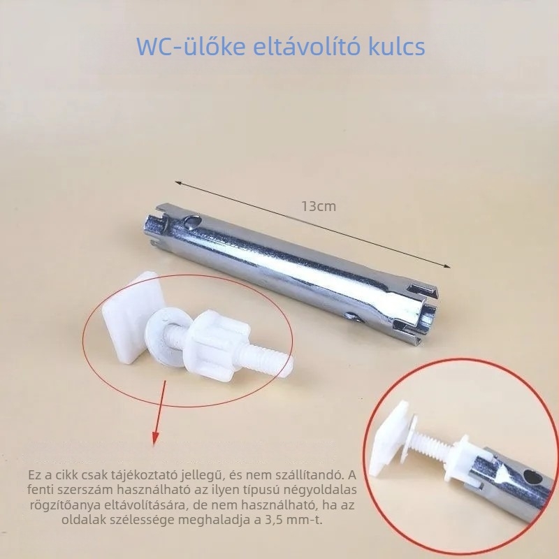 Kétoldalas, szénacél WC-ülés csavarjainak eltávolításához, ülésfedél telepítéséhez és vízbevezető cső szereléséhez