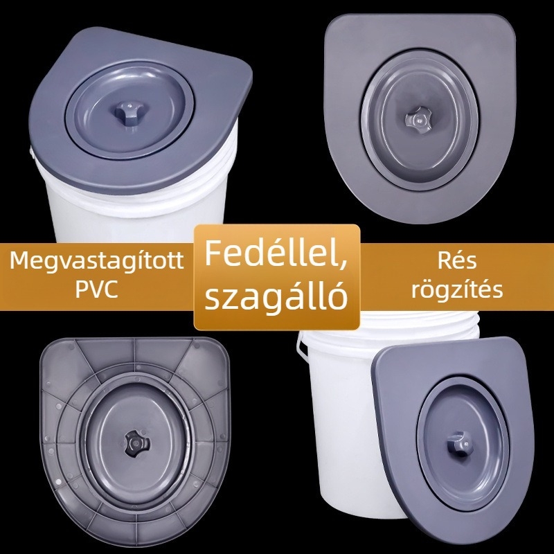 Hordozható vécéülőke fedővel, univerzális, megerősített kivitel idős személyek számára