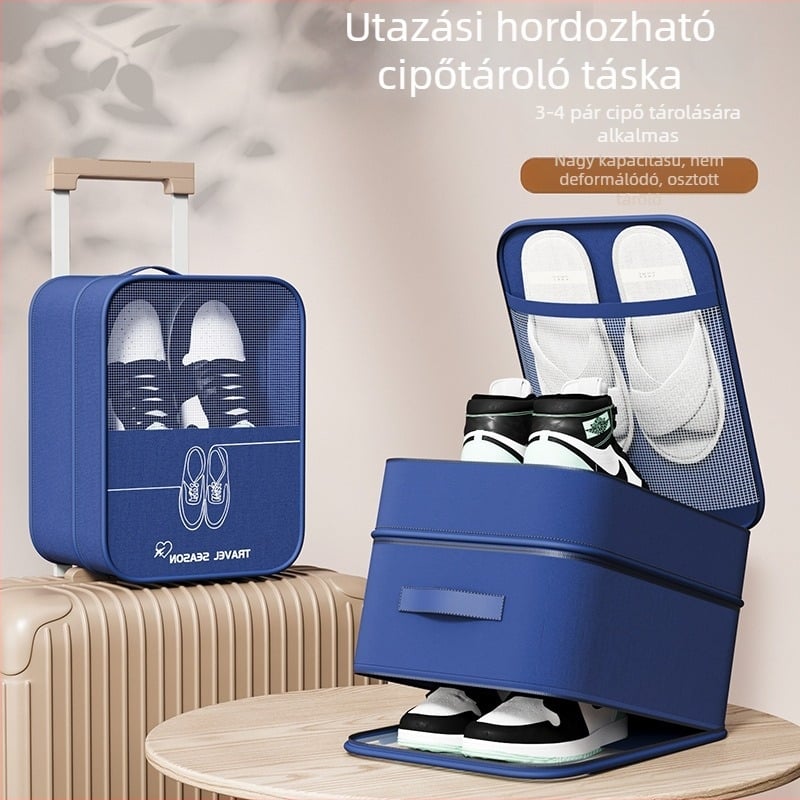 Utazó cipő tároló táska, vízálló, nagy kapacitású, hordozható, porálló, többfunkciós