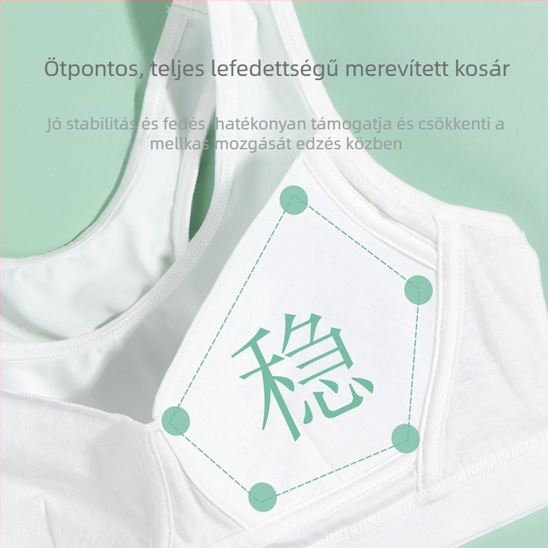 Lányoknak szóló sportmelltartó vezeték nélküli, légáteresztő, vest-stílusú, fix kosarakkal