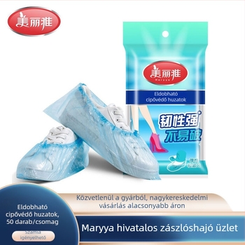 50 darab egyszer használatos műanyag cipővédő, por elleni védelem, vastag műanyag cipővédő beltéri vendégek számára