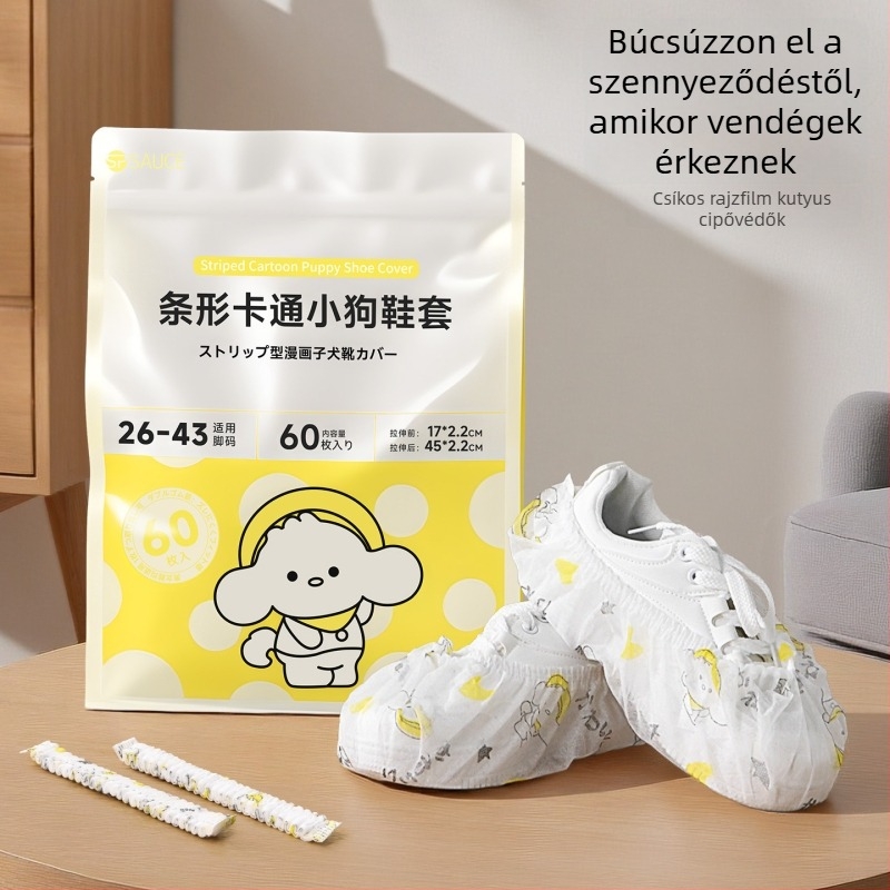 60 darab egyszer használatos cipővédő, nem szőtt anyagból, megnövelt vastagságú, kopásálló, csúszásmentes, otthoni használatra, diákoknak és felnőtteknek