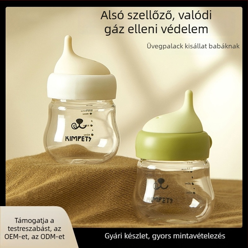Szilikonból készült cumisüveg etető macskáknak, kiscicáknak és kölyökkutyáknak; harapásálló, fulladás elleni, puffadás elleni