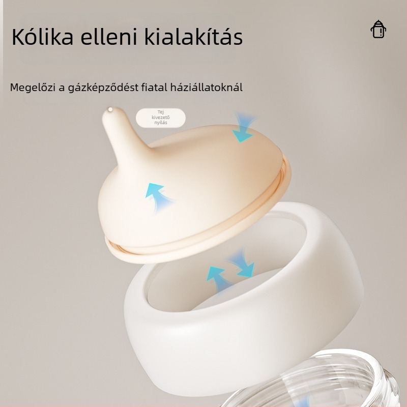 Szilikonból készült cumisüveg etető macskáknak, kiscicáknak és kölyökkutyáknak; harapásálló, fulladás elleni, puffadás elleni