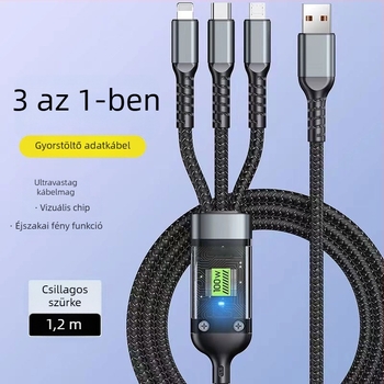 Sanjies USB-C adatkábel Apple, Huawei és Xiaomi számára, gyors töltés, autós töltő, 1-3 osztás Type-C Android-kábel, 3 az 1-ben